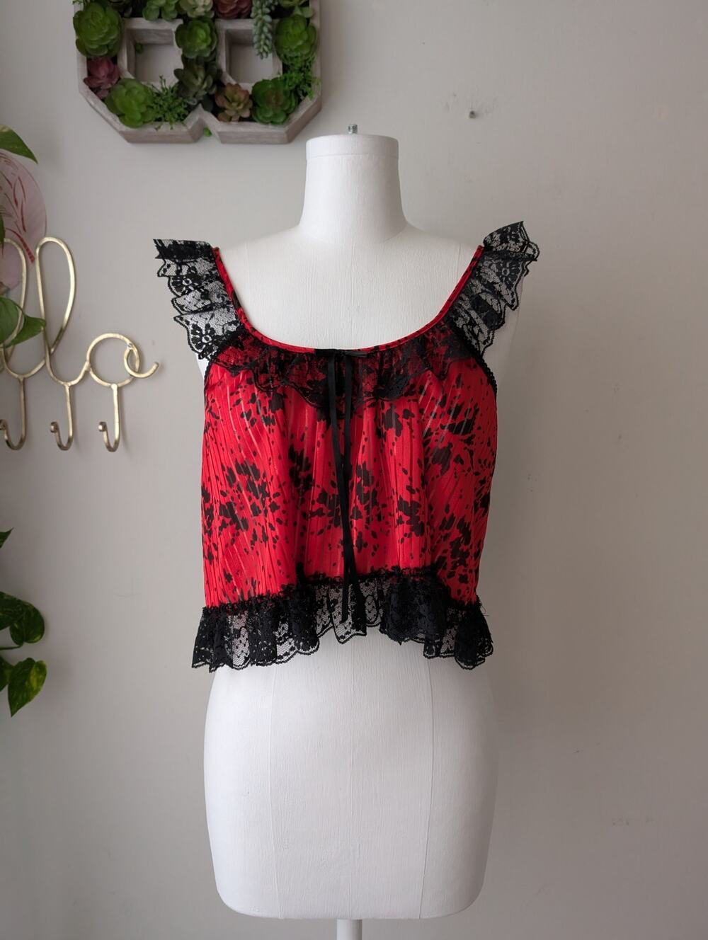 Stroke of Midnight vintage lace trim top